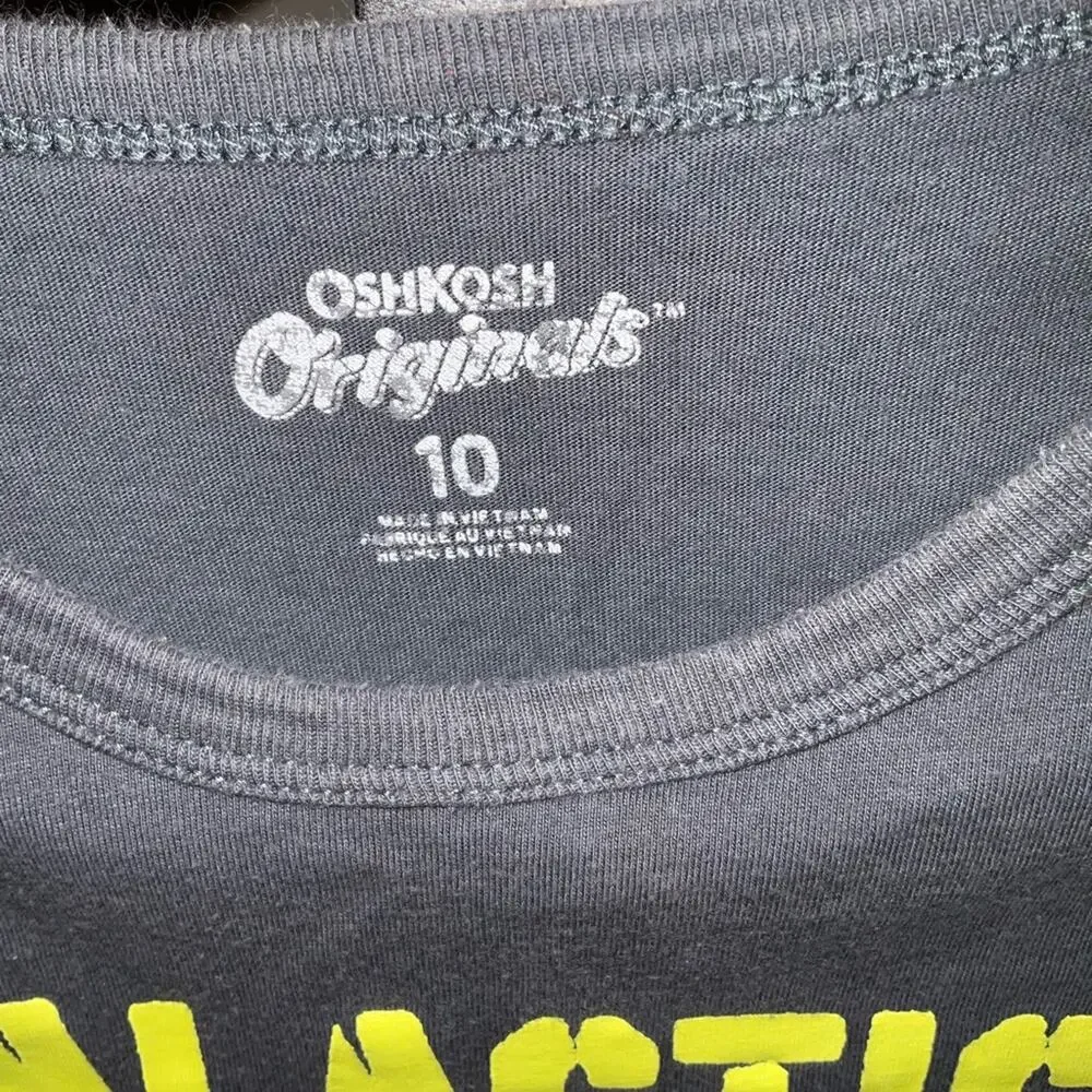 Gray and white Oshkosh originals T-shirt, size 10 boys